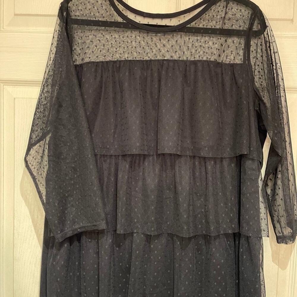 Lane Bryant Plus Size Tiered Swiss Dot Mesh Top 18/20